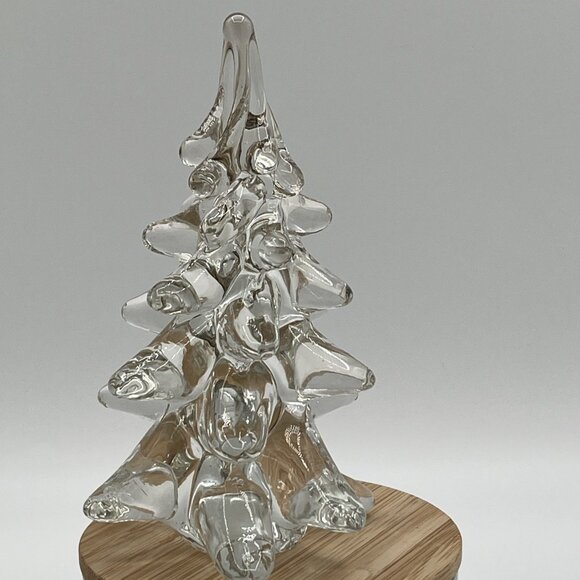 Vintage Crystal Clear Glass Art Christmas Tree 6" Heavy Paperweight Decor - Picture 2 of 7